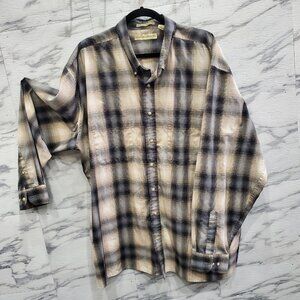 Munsingwear Shirt Men Size 2XLT Brown Tan Plaid Button Down Pocket Western